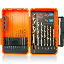 Cobalt Drill Bit Set (1/16-1/2 Inch, 17PCS), M35 High Speed Steel Twist Drill...