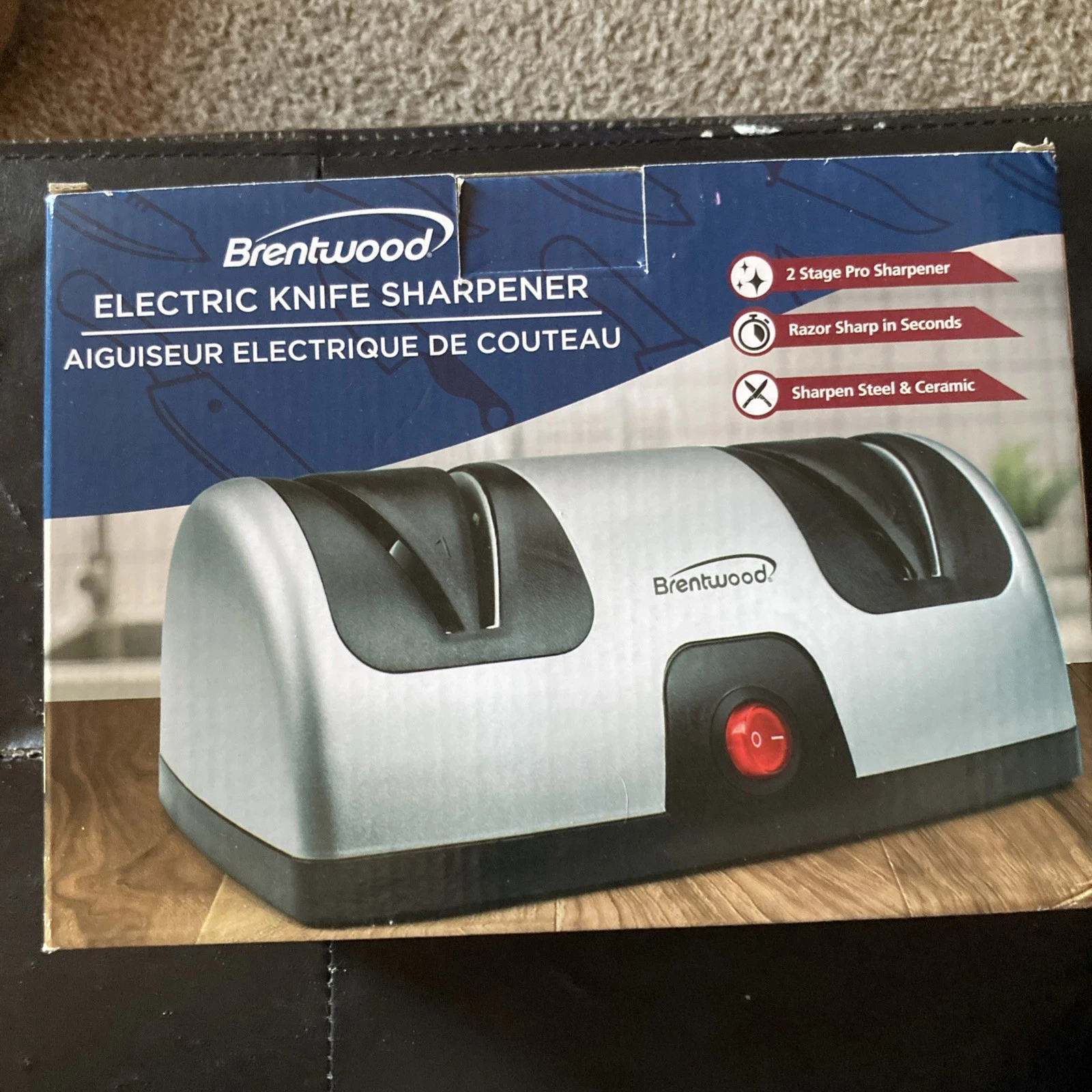 Brentwood Electric 2-Stage Pro Kitchen Steel & Ceramic Knife Sharpener TS-1001