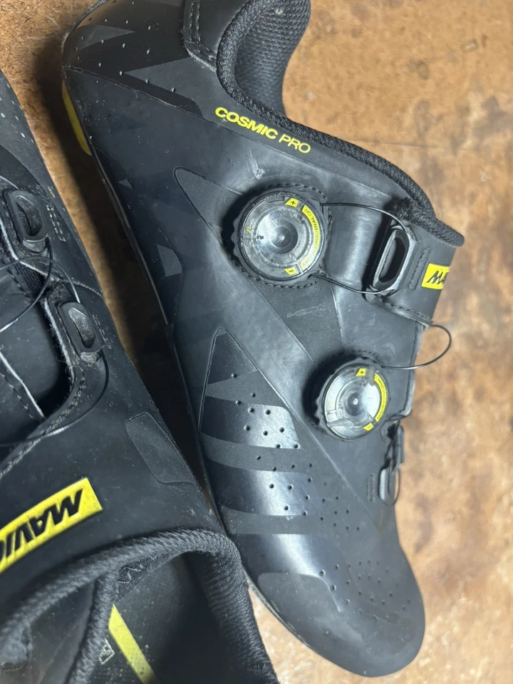 Zapatos de Carretera Mavic Cosmic Pro Carbono Ciclismo Negros EE. UU. 10.5 Doble Boa-44 y 2/3 UE Foto 4 de 4