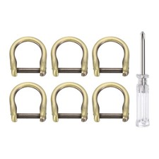 6pcs D-Rings Screw in Shackle 1/2" D Ring with Screwdriver Aged Gold