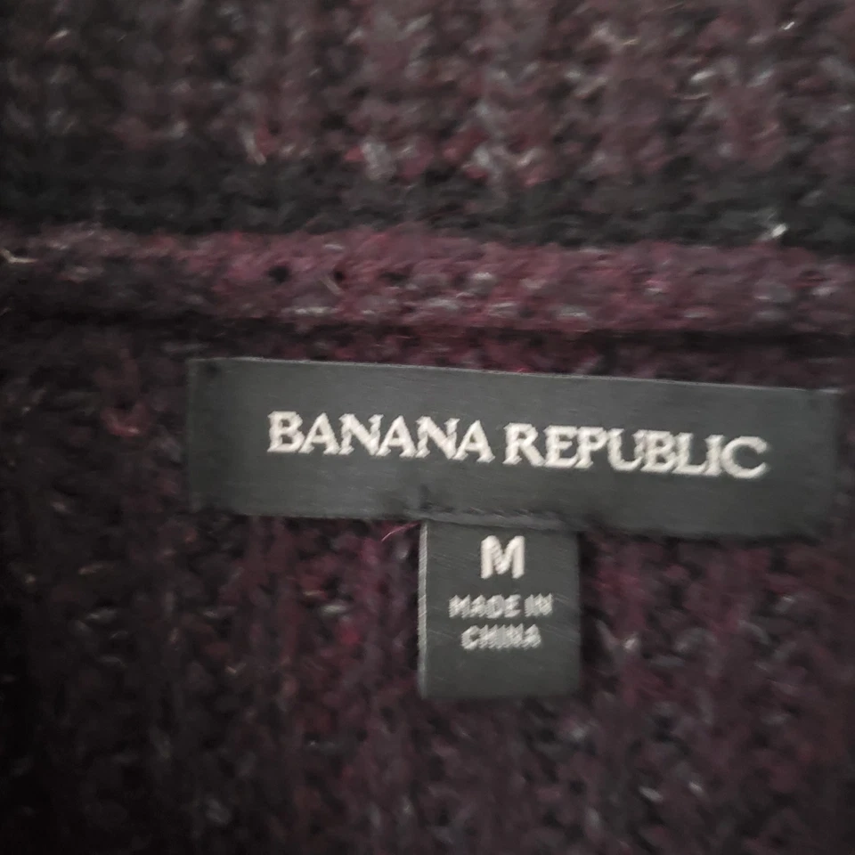 Banana Republic шерстяная смесь шаль кардиган коричневый кабель трикотажа коренастый дедушка шик M - Изображение 4 из 4