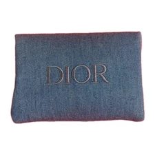 Christian Dior Pouch Vanity Denim Logo Makeup Stash Bag No Box Unused