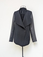 Mackage Black Lambskin Sleeve Cashmere Blend Relaxed Jacket Size Small