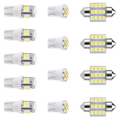 13Pcs White LED Car Interior Light Kit Dome Map License Plate Bulbs 6000K