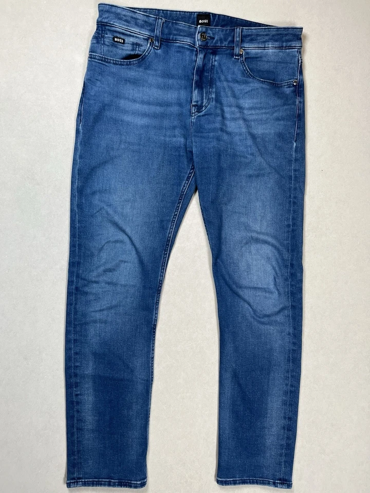 Hugo Boss Men’s Delaware Slim Fit Blue Jeans Sz 33x30 HEMMED Medium Wash Stretch - Image 2 of 4