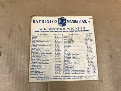 Vintage Raybestos Manhattan - Oil Burner Wicking - Lighting Ring Sizes