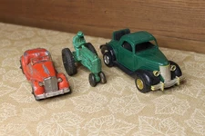 Lot of 3 vintage toy vehicles - Hubley Kiddie - Strombecker - Auburn Rubber