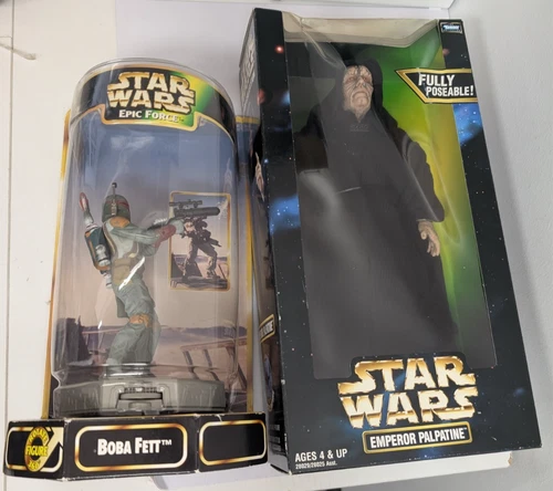 Star Wars Vintage Toys Lot Of 2 Epic Force Boba Fett + Emperor Palpatine Figure