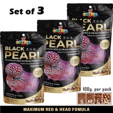 Flowerhorn Cichlid Fish Food - BLACK PEARL - Maximum Red  Head Formula 100g x3P