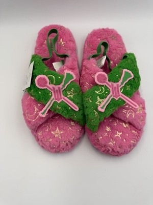 Wicked MOVIE FUZZY SLIPPERS PINK GREEN ELPHABA GLENDA Defy Gravity Womans 9-10