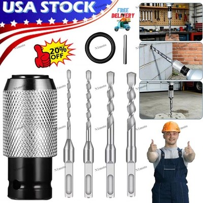 Rotary Hammer Adapter, 4 Impact Drill Bits Set, Electric Hammer to ConverterKit