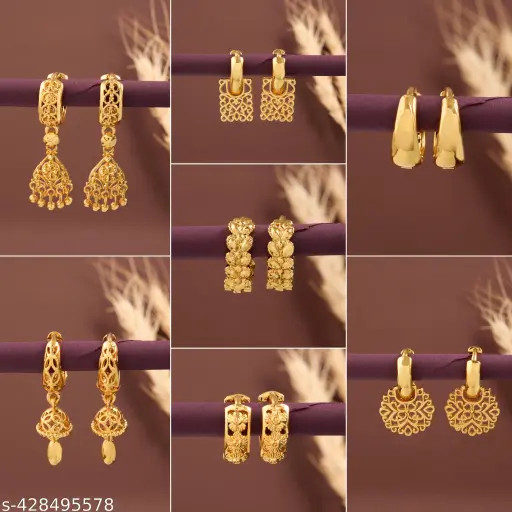 Combo de pendientes/luds/bali chapados en oro del sur de la India para mujer/niña