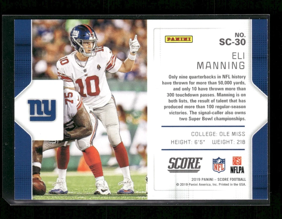 2019 Score #SC-30 Eli Manning Signal-Callers New York Giants - Image 2 of 2