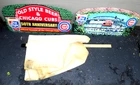 2 VINTAGE ORIGINAL WRIGLEY FIELD CHICAGO CUBS BASEBALL OLD STYLE BEER METAL SIGN