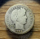 1908-P Barber Dime - Actual Silver Coin Shown - Free Shipping & Tracking INV219
