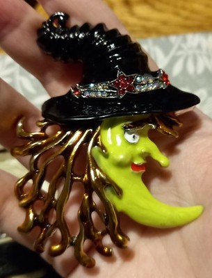 BROSCHE großer HEXENKOPF HALLOWEEN schön GLAM Fab