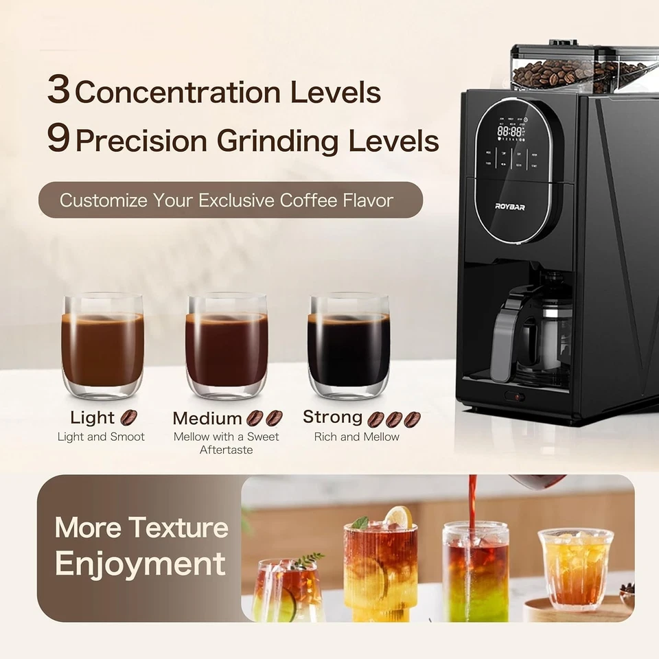 Coffee Maker with Grinder, Programmable Hot and Cold Coffee Maker with 22 oz - Image 4 of 4