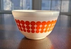 VINTAGE 1960s PYREX ORANGE DOT 1.5 PT #401 OVENWARE SERVING BOWL PERFECT DOTS