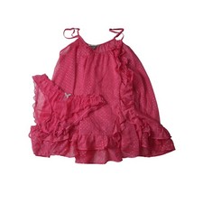 Victoria's Secret Pink Metallic Polka Dot Ruffle Babydoll Lingerie Set Medium