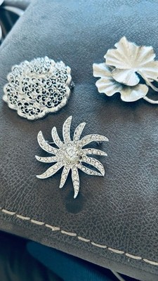 Vintage Sarah Coventry Brooch Trio Lot including Evening Comet Sunburst Pin