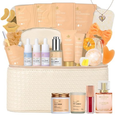 33 pcs Valentines Day Gifts for Women, Orange Facial Kit, Skin Care Gift Set, Se