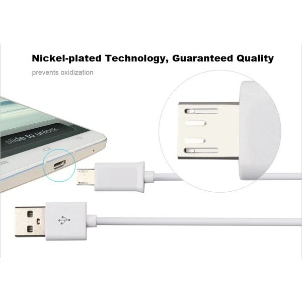 3x OEM MICRO USB FAST CHARGING CABLE CORD SYNC FOR ANDROID CELL PHONE 3FT WHITE - Image 2 of 4