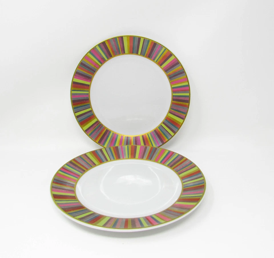 Set of 2 Pottery Barn  "Stripe"  Lunch Plates ~ 7-1/2" - Image 3 of 4