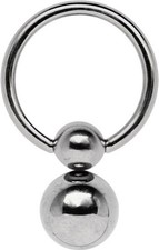 Titan Piercing Schmuck BCR Brust Intim Bauch Ring in 1,6mm mit Doppel-Klemmkugel