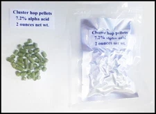 Cluster hop pellets, 2 oz., 7.2% alpha acid, vacuum packed
