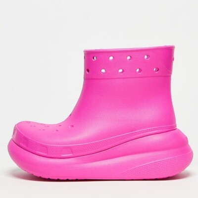 NEW CROCS Gender Inclusive Crush Waterproof Platform Boot Pink M-7 W-9
