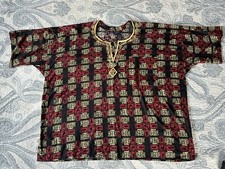 African Short Sleeve Print Shirt Men's Dashiki V-Neck One Size Embroidery