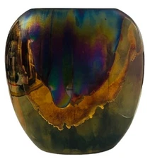 Vintage Vase Neilsen’s Extraordinary Ceramics, 24Kt Gold Overlay - Iridescent