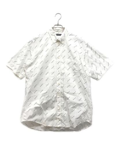 BALENCIAGA Men´s Total Pattern Short-Sleeved Shirt White Italy Size:37 5343/6048