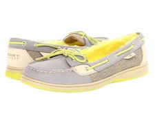NEW IN BOX SPERRY ANGELFISH BOAT SHOE CHARCOAL/NEON LIME FUR SIZE 5 M