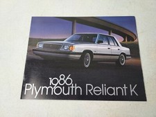 Vintage 1986 Plymouth Reliant K Compact Sedan Wagon Car Brochure 8 1/2" x 11"