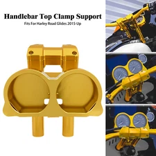 Gold 10" Risers Clamp Gauge Housing For 1.25" Handlebar Harley 15-23 Road Glide