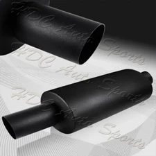 3" Slant Tip Black T-304 Racing Weld On Exhaust Muffler 2.5" Inlet Universal