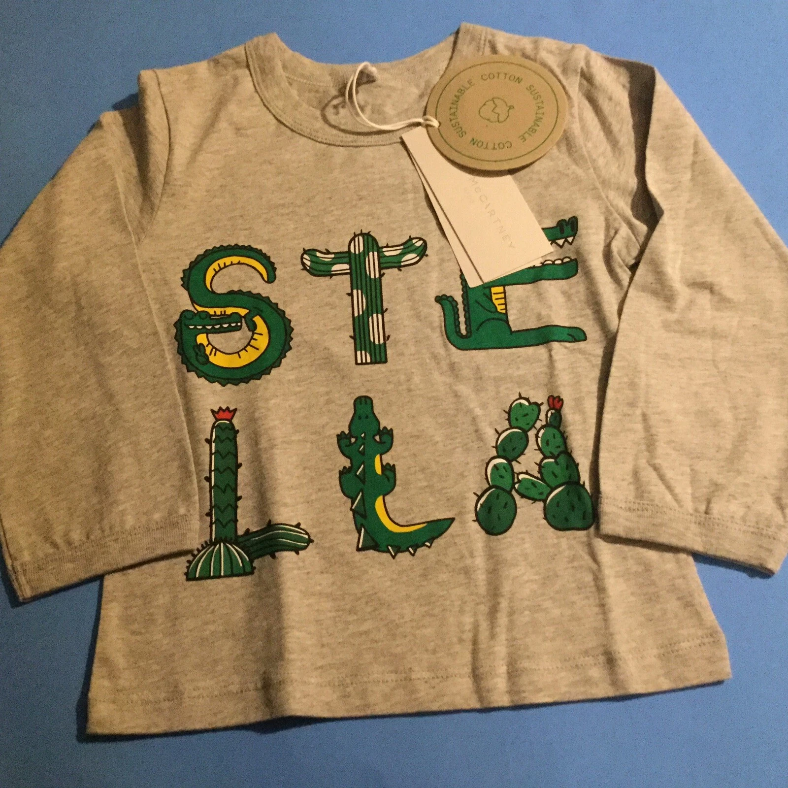 NEW Stella McCartney Kids Baby Boy 2T Grey Graphic Tee Shirt $105