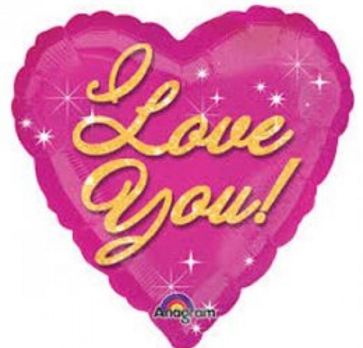 Anagram I Love You Pink Sparkles 45cm (18”) Heart Foil Balloon | eBay ...