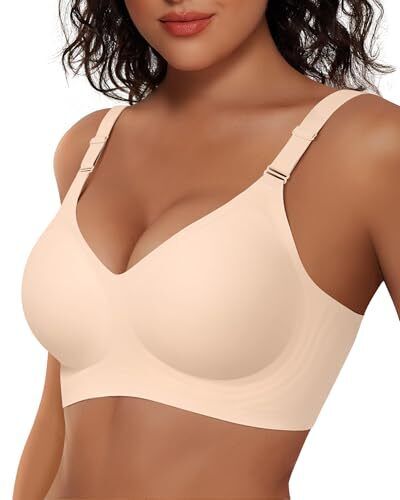 Wireless Push Up Bra Seamless Full Coverage Support Regular Plus Size Nude Small