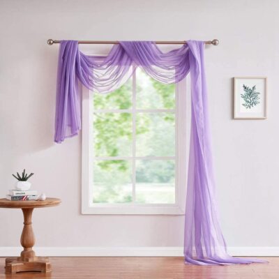 New 216'' Long Sheer  Valance Window Scarf- Standard and Extra Large - All Colors