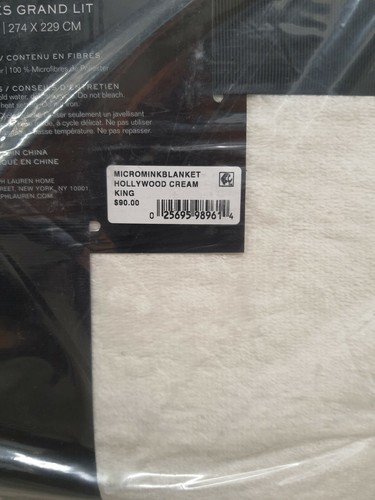 Ralph Lauren Classic Micromink Blanket Cream Beige SOFT King Size 108" x 90" - Picture 3 of 6