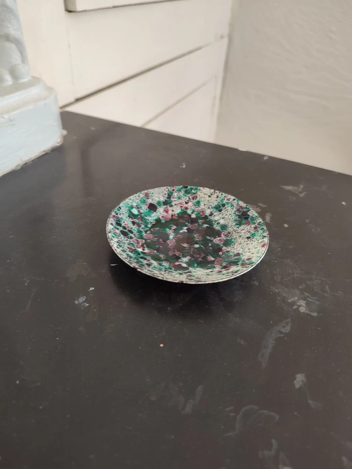 Petite coupelle en cuivre émaillé ronde mouchetée - Photo 4/4