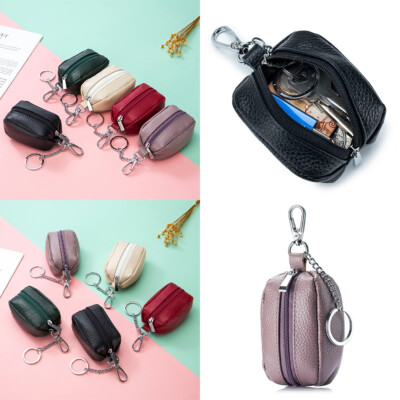 Women's Leather Coin Wallet Zipper Clutch Bag Large Capacity Key Chain Wallet