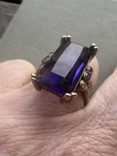 Anello Argento Sterling Ametista Vintage Estate Norvegese Norvegia 2405 - Foto 3 di 7