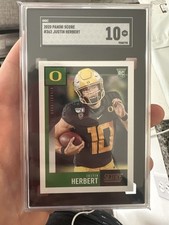 Panini 2020 Score Justin Herbert #362 Rookie Football Card SGC 10 Oregon Ducks. rookie card picture
