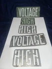 VINTAGE PORCELAIN SIGN HIGH VOLTAGE Green & Aluminum Lot Of 5
