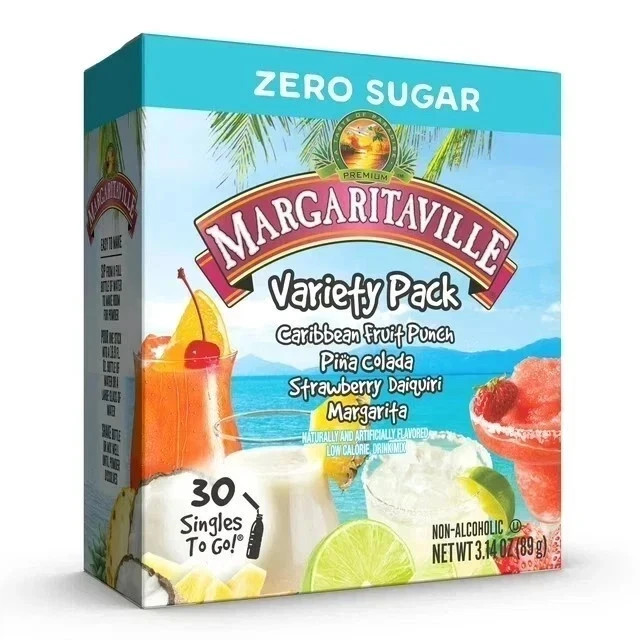 Margaritaville Sugar-Free Powdered Drink Mix Singles-To-Go Variety Pack 30 Count