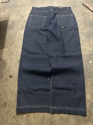 Y2k 2000s baggy FUBU Men’s Blue Dark Wash Denim wide leg jeans