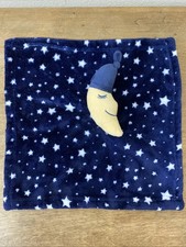 Hudson Baby HB Blue Yellow Sleepy Moon White Stars Clouds Security Blanket/Lovey